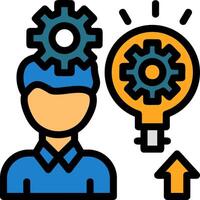 Person with a lightbulb for ideas Line Filled Icon vector
