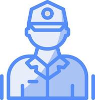 Parking warden Line Filled Blue Icon vector