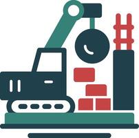 Demolition Glyph Two Color Icon vector