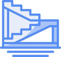 escalera línea lleno azul icono vector