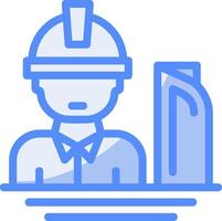 Construction Manager Line Filled Blue Icon vector