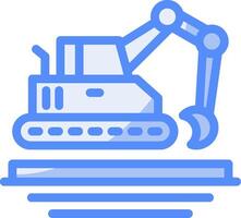 Excavator Line Filled Blue Icon vector