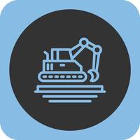 Excavator Linear Round Icon vector