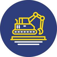 Excavator Dual Line Circle Icon vector