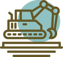 Excavator Linear Circle Icon vector