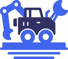 Backhoe Solid Two Color Icon vector