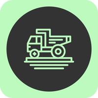 Dump Truck Linear Round Icon vector