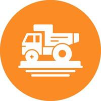 Dump Truck Glyph Circle Icon vector