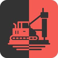 Pile Driver Red Inverse Icon vector