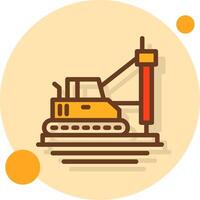 Pile Driver Filled Shadow Circle Icon vector