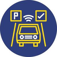 Parked car Dual Line Circle Icon vector
