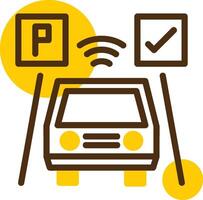 Parked car Yellow Lieanr Circle Icon vector
