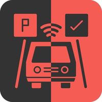 Parked car Red Inverse Icon vector