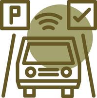 Parked car Linear Circle Icon vector