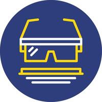 la seguridad gafas de protección doble línea circulo icono vector