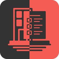 edificio codigos rojo inverso icono vector