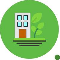 Green Building Flat Shadow Icon vector