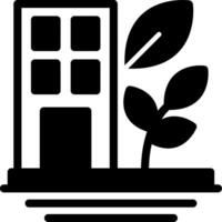 Green Building Glyph Icon vector