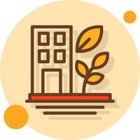 Green Building Filled Shadow Circle Icon vector