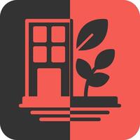 Green Building Red Inverse Icon vector