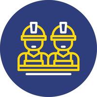 Construction Crew Dual Line Circle Icon vector