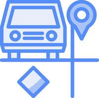 Carpool parking Line Filled Blue Icon vector