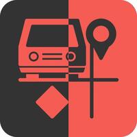 Carpool parking Red Inverse Icon vector