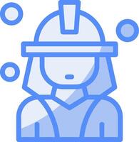 Firefighter Line Filled Blue Icon vector