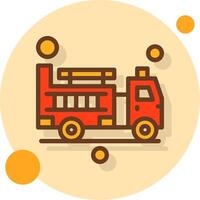 Fire Truck Filled Shadow Circle Icon vector