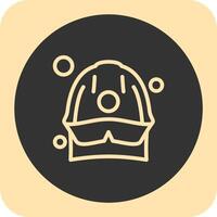 Fire Helmet Linear Round Icon vector