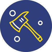 Fire Axe Dual Line Circle Icon vector