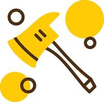 Fire Axe Yellow Lieanr Circle Icon vector