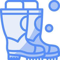 Firefighter Boots Line Filled Blue Icon vector