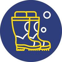 Firefighter Boots Dual Line Circle Icon vector