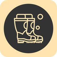 Firefighter Boots Linear Round Icon vector