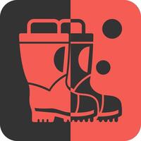 Firefighter Boots Red Inverse Icon vector