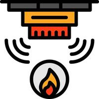 icono lleno de línea de alarma de incendio vector