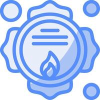 Firefighter Badge Line Filled Blue Icon vector