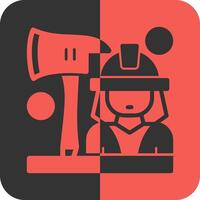 Firefighter Gear Red Inverse Icon vector