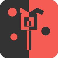 Fire Hydrant Wrench Red Inverse Icon vector