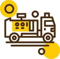 Fire Truck Pump Yellow Lieanr Circle Icon vector