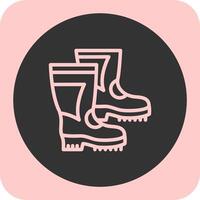 Firefighter Boots Linear Round Icon vector