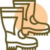 Firefighter Boots Linear Circle Icon vector