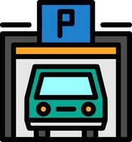 Pedestrian parking garage Line Filled Icon vector