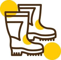 Firefighter Boots Yellow Lieanr Circle Icon vector