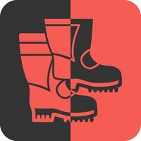 Firefighter Boots Red Inverse Icon vector