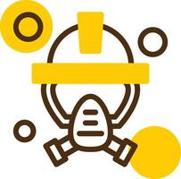 Firefighter Mask Yellow Lieanr Circle Icon vector