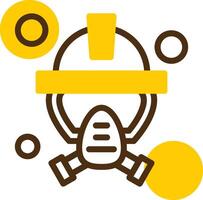 Firefighter Mask Yellow Lieanr Circle Icon vector