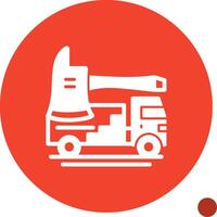 Fire Truck Ax Glyph Shadow Icon vector