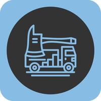 Fire Truck Ax Linear Round Icon vector